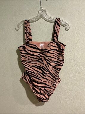 Serra Pink and Black Zebra-Print One-Piece